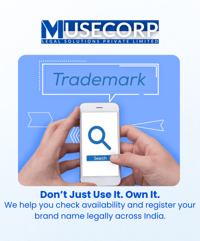 Mobile Phone With Trademark Search Bar Representing Brand Name Availability Check Using Musecorp Services
